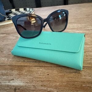 Tiffany & Co. Women's Black Sunglasses with Signature Blue Case. Model 4150
